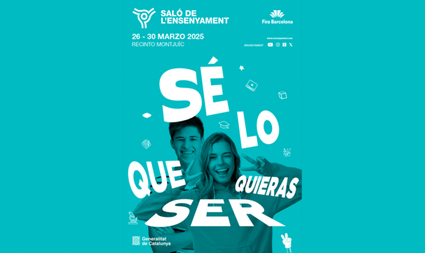 Two young students on the poster for the Saló de l'Ensenyament 2025 with the presence of IED Barcelona