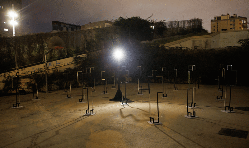 Light installation with sculptures and a lighthouse by Llum BCN 25 IED Barcelona